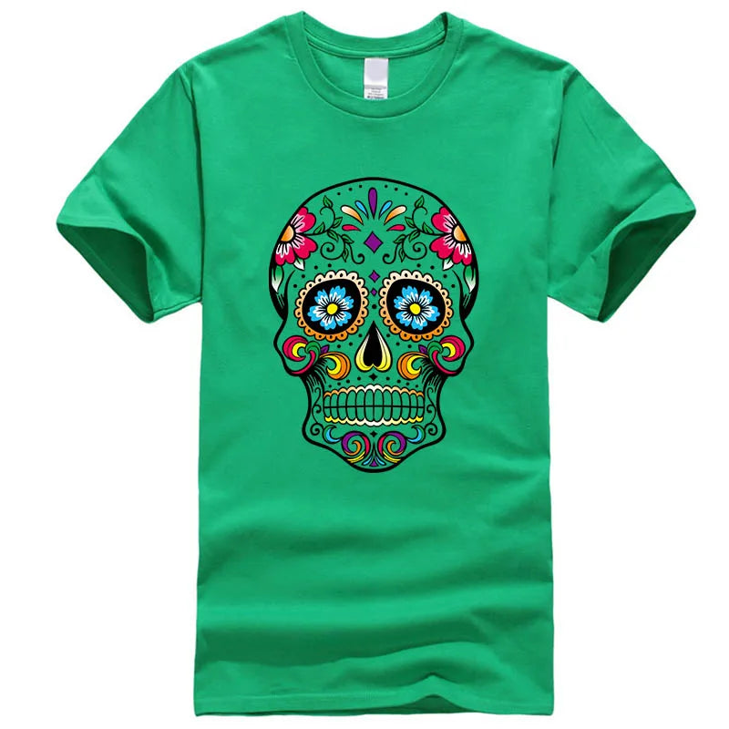 T-Shirt Homme Coton Streetwear Imprimé Tête de Mort Coupe Loose 10 Coloris – CLEVI Paris