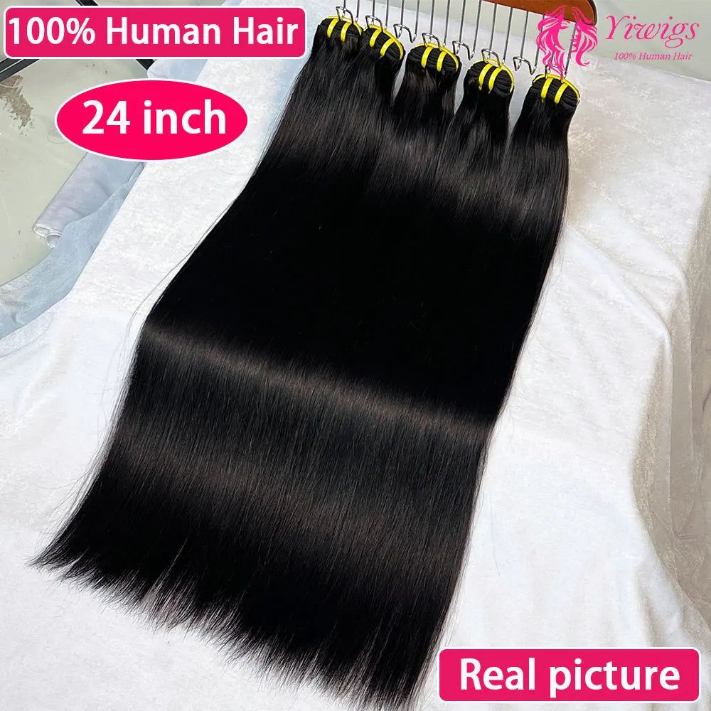 Bundles Bone Straight Cheveux Humains Vietnamiens Virgin Hair 100% Double Weft Noir Naturel 10-36 Pouces – CLEVI Paris