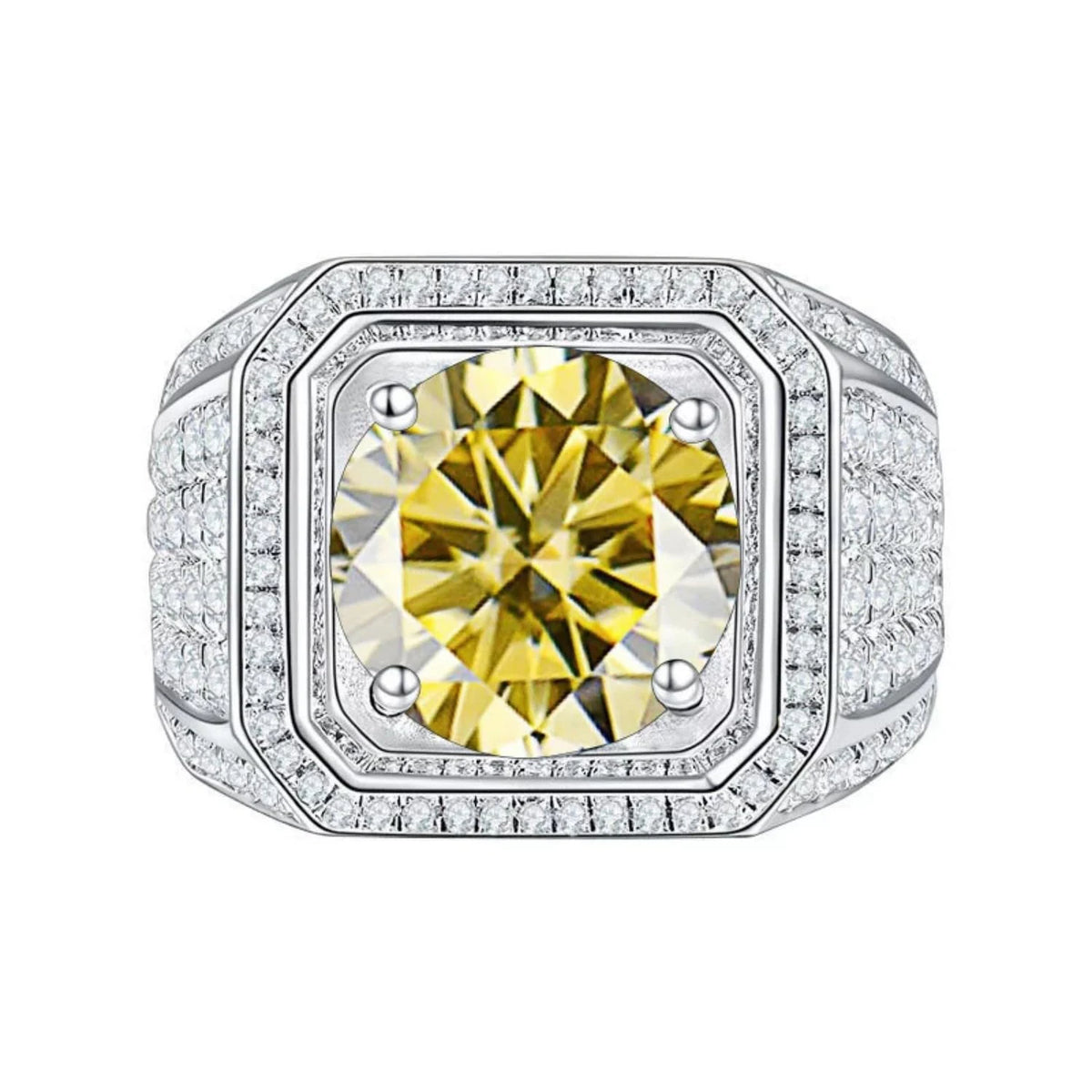 Bague Homme Moissanite Jaune 2CT Argent 925 Or – CLEVI Paris