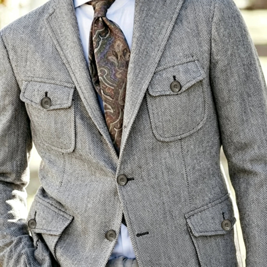 Blazer homme en tweed à chevrons – CLEVI Paris