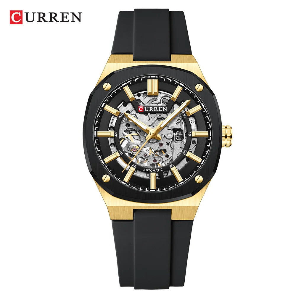 CURREN Montre Automatique Homme Squelette Silicone Sport Lumineux 41mm – CLEVI Paris