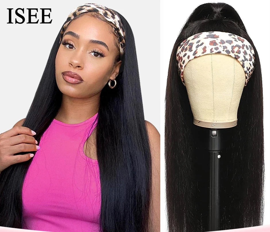 Perruque bandeau cheveux humains lisses – CLEVI Paris