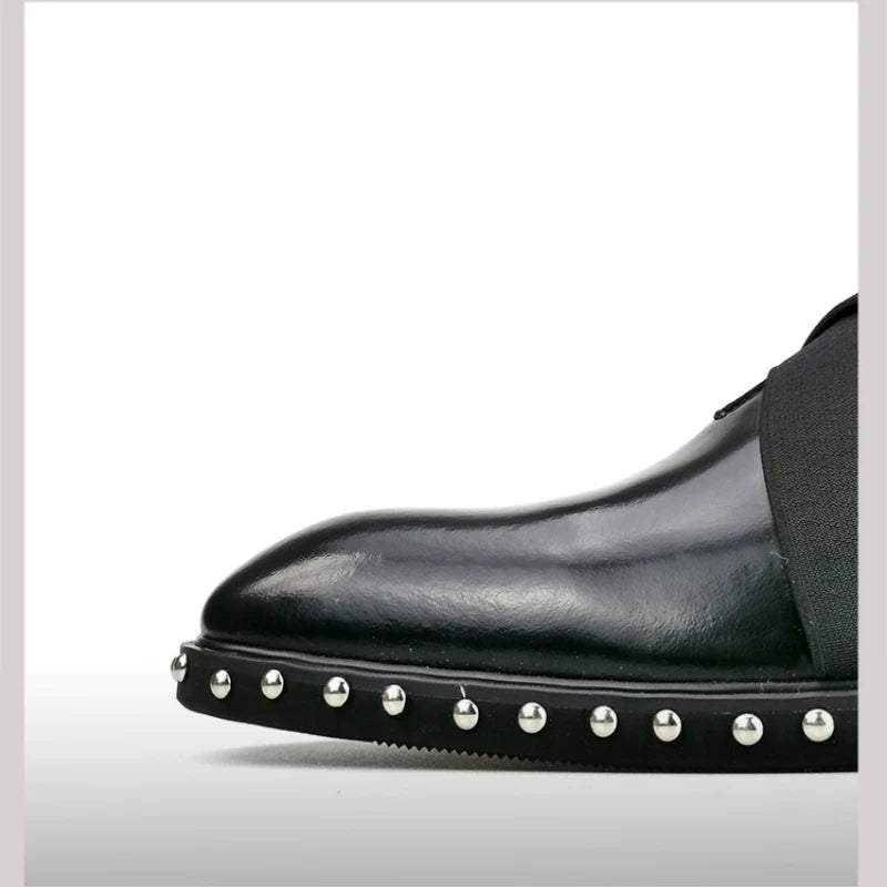 Chaussures Homme Lily Wei – Cuir Véritable, Rivets, Semelle Rehaussante, Slip-On Casual & Banquet, Tailles 33-46 – CLEVI Paris