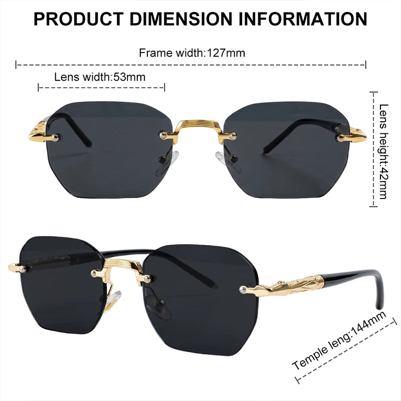 Lunettes de Soleil Steampunk Sans Monture Homme – Style Vintage Polygone UV400 – CLEVI Paris