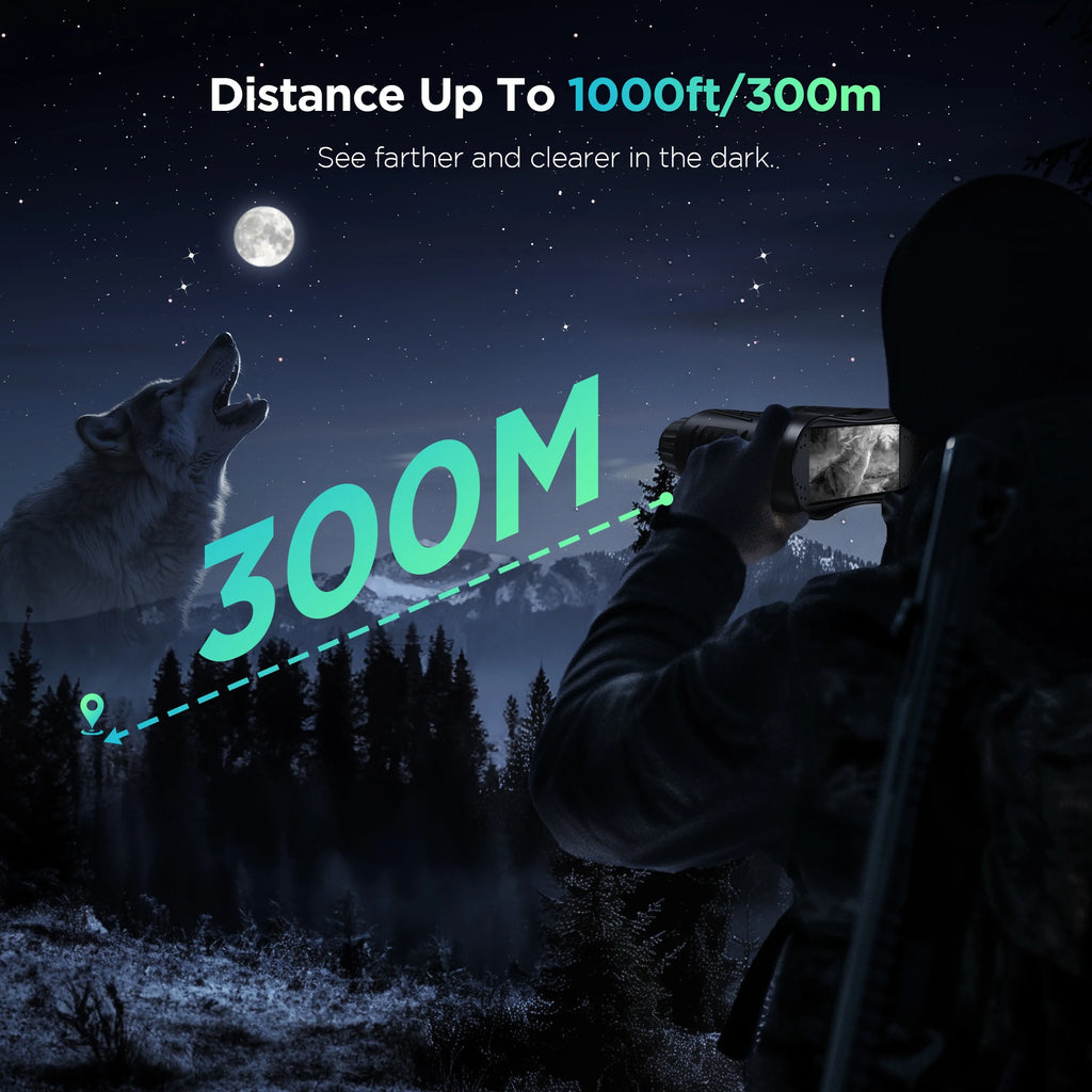 Jumelles Vision Nocturne 4K UHD Infrarouge – 8x Zoom | Écran LCD 3,2" | IP54 | 32Go | Chasse & Camping