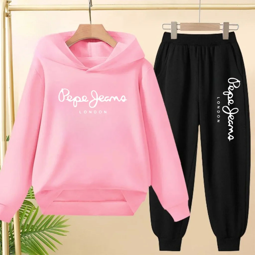 Ensemble Sweat à Capuche + Pantalon Enfant 3-13 Ans – Imprimé Lettres, Unisexe, Toutes Saisons – CLEVI Paris