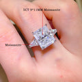 Bague Moissanite 5CT 10CT FEOBUR – Argent 925 Taille Emerald & Radiant