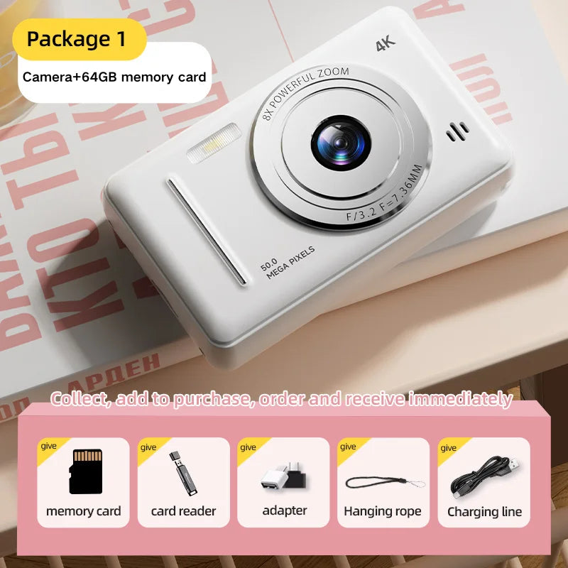 Appareil Photo Numérique 4K Rétro CCD – 50 MP, Double Flash & Autofocus – CLEVI Paris