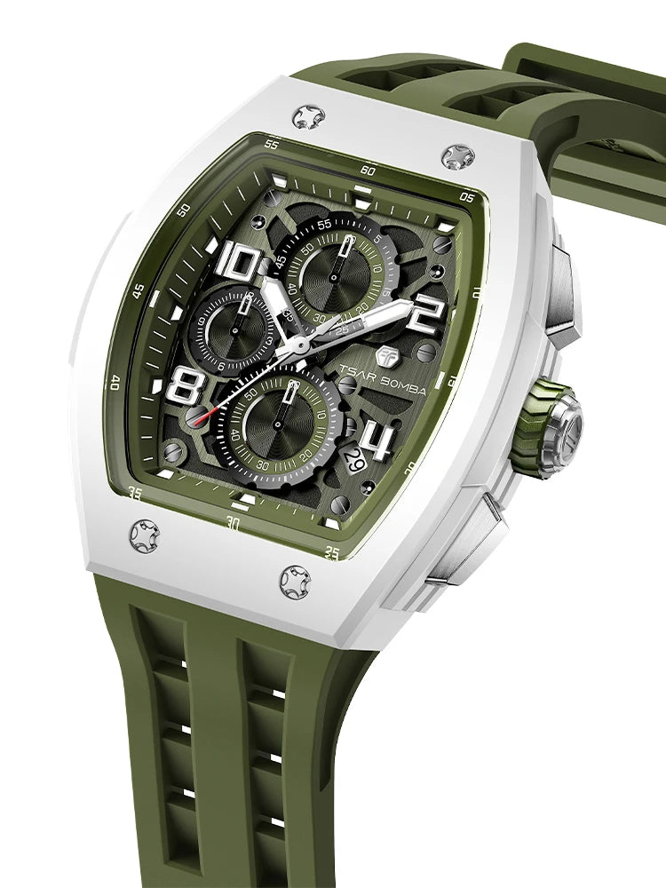 Montre Homme TSAR BOMBA TB-8204Q – Chronographe Quartz Japonais, Verre Saphir, Étanche 50M