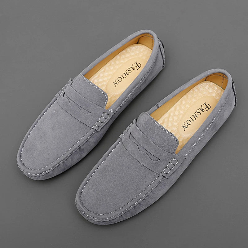 Mocassins Homme Cuir Suédé Yeinshaars – Chaussures Plates Confortables Slip-On – CLEVI Paris