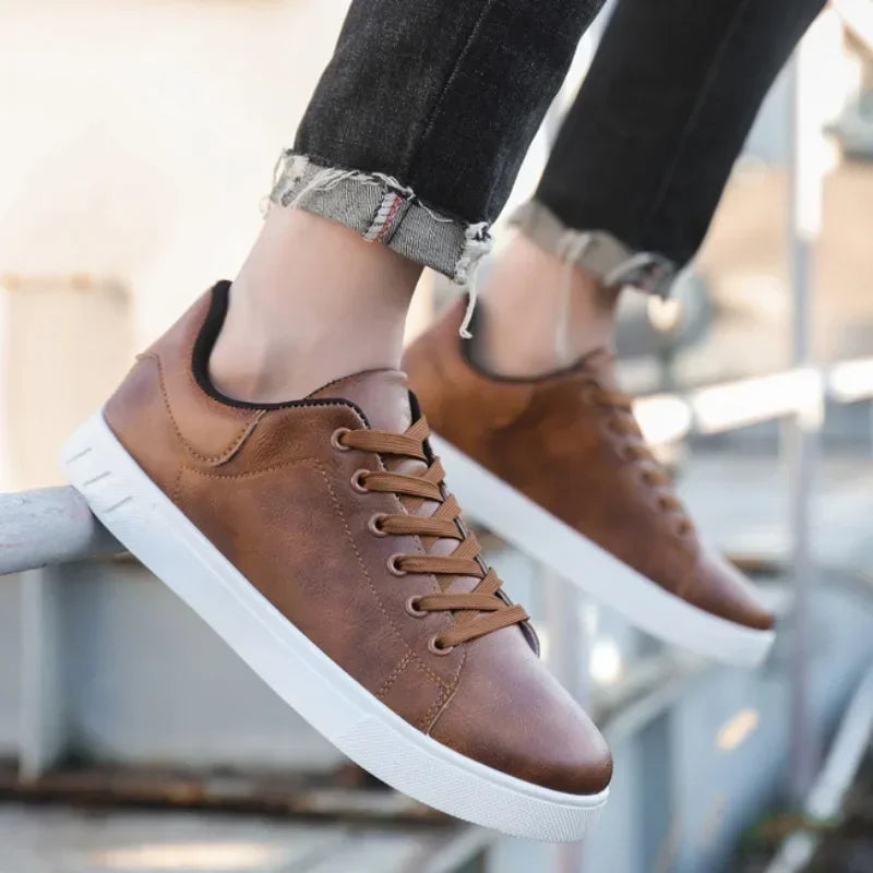 Mocassin Casual Homme Style Britannique – Cuir Synthétique, Lacets