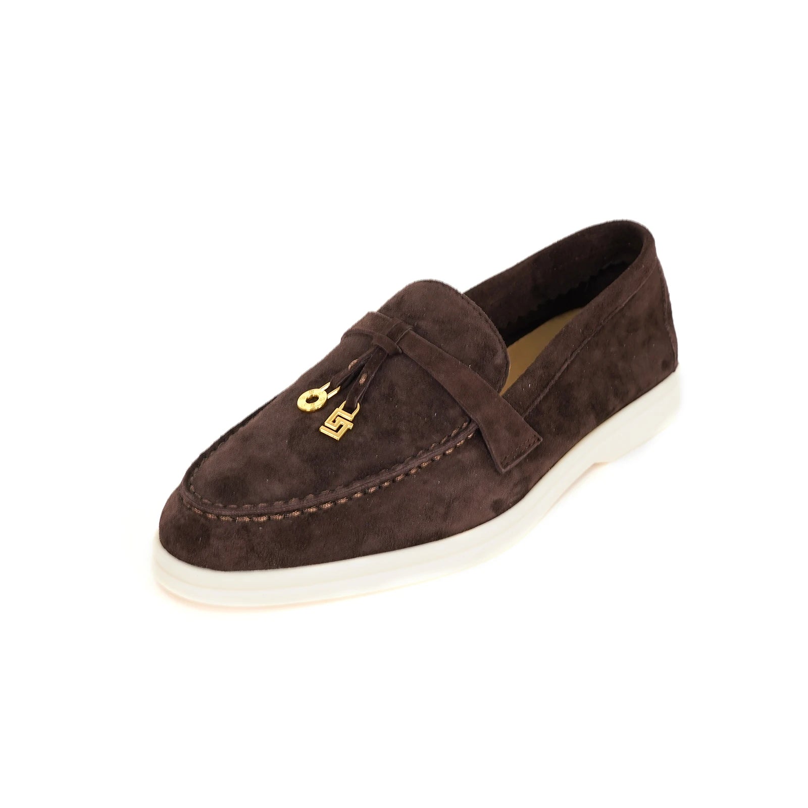 Mocassins Femme Daim Mouton Bout Rond Décoration Métal Slip-On Semelle Antidérapante – CLEVI Paris
