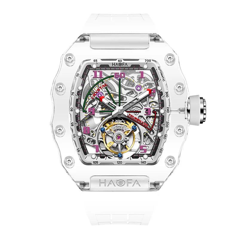 Montre Homme Tourbillon Volant HAOFA 2210 – Boîtier Cristal Transparent Double Ressort Réserve 72h Édition Limitée – CLEVI Paris