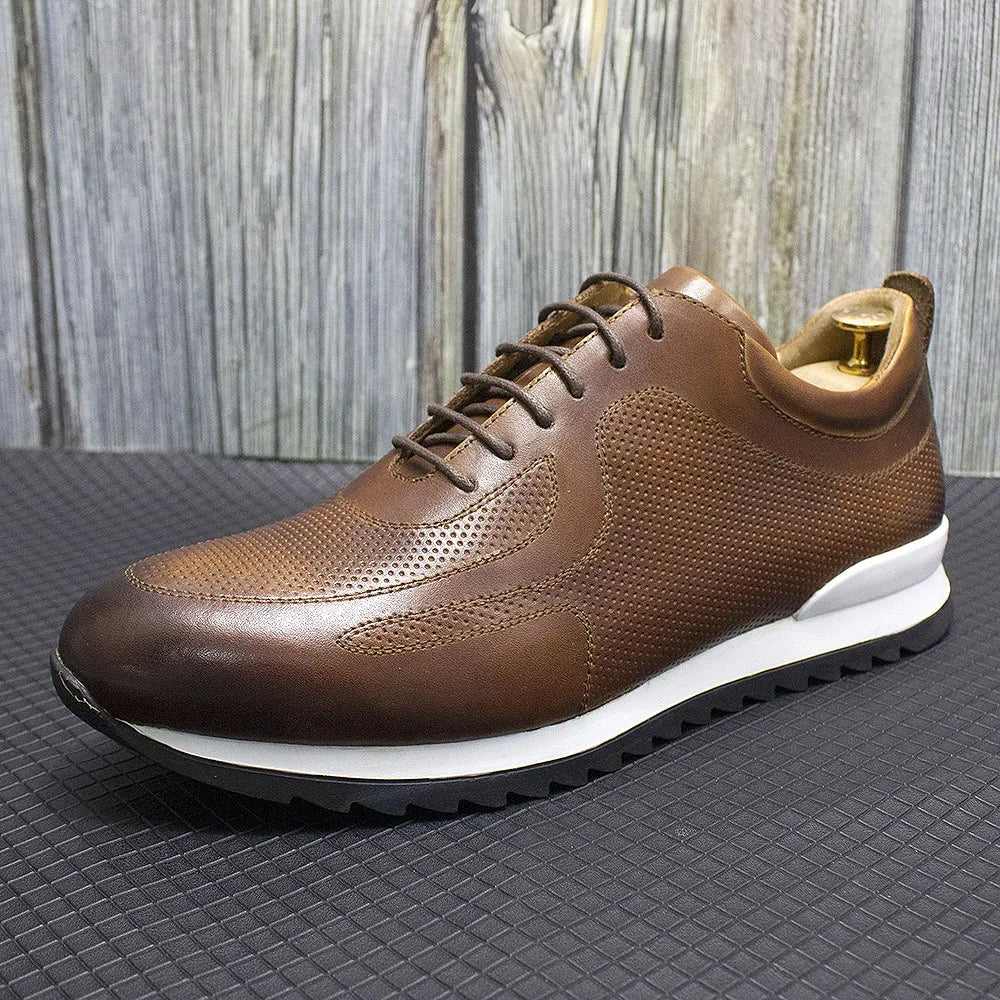 Chaussures Homme Cuir Vache Rehaussantes Embossées Casual Respirant – CLEVI Paris