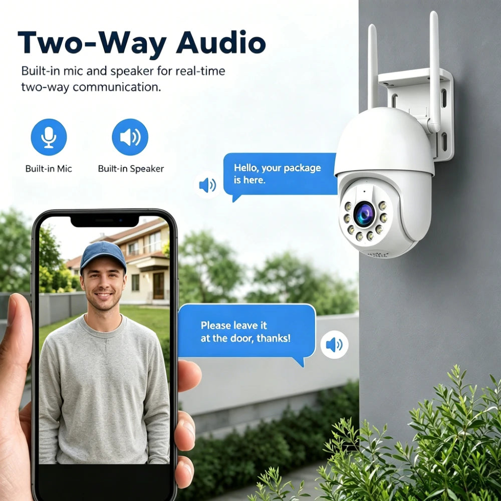 Caméra Surveillance Extérieure Lenovo – 5MP PTZ Zoom 5x Suivi Auto WiFi+RJ45 Vision Nocturne Couleur IP66 Audio Bidirectionnel – CLEVI Paris