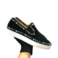 Sneakers Basses Luxe Homme Cuir Véritable Noir Semelle Rouge Rivets Colorés – CLEVI Paris