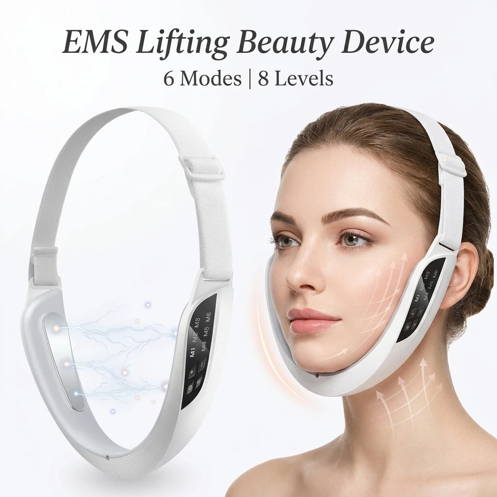 Appareil Lifting Visage EMS V-Face | 6 Modes, 8 Niveaux & Double Menton