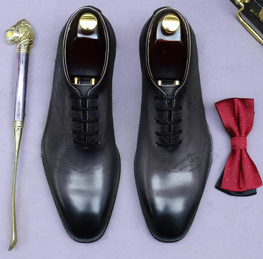 Oxford Homme Cuir Embossé Bout Pointu – Style Européen Business, EU 37-46 – CLEVI Paris