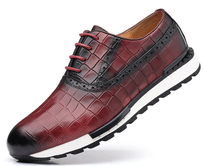Sneakers Cuir Véritable Homme Luxe – Motif Tressé, Lacets – CLEVI Paris