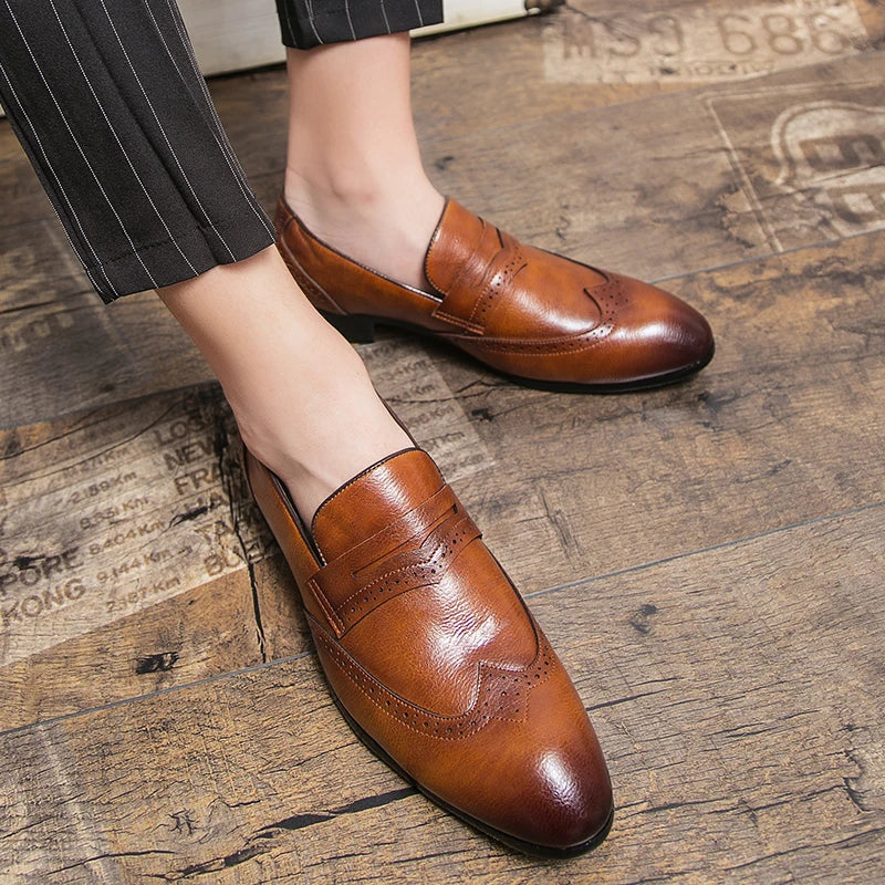 Mocassin Brogue Homme Cuir Véritable – Chaussure de Conduite Mariage Mode – CLEVI Paris