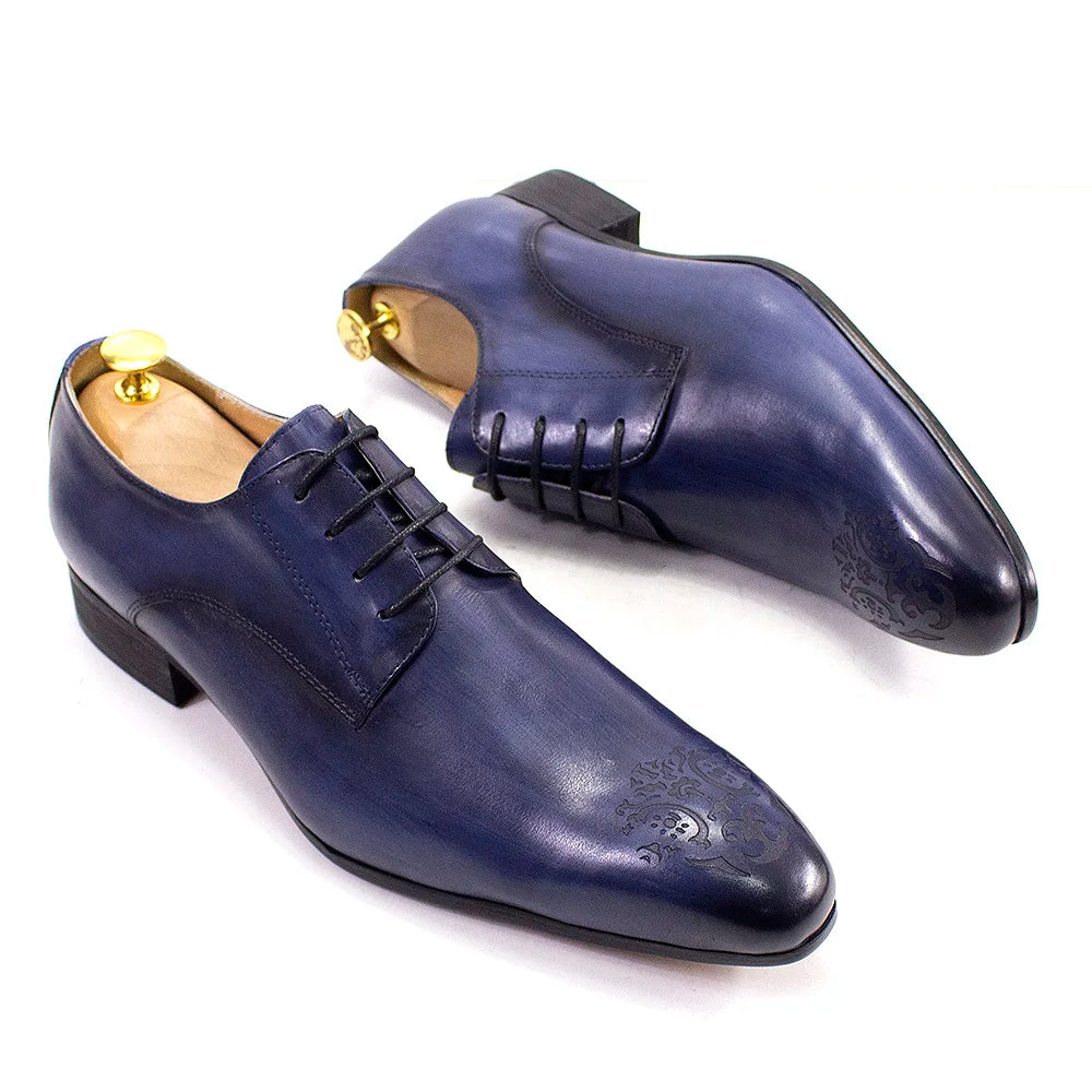 Oxford Derby Cuir Véritable Homme Fait Main Bout Pointu Business & Mariage – CLEVI Paris