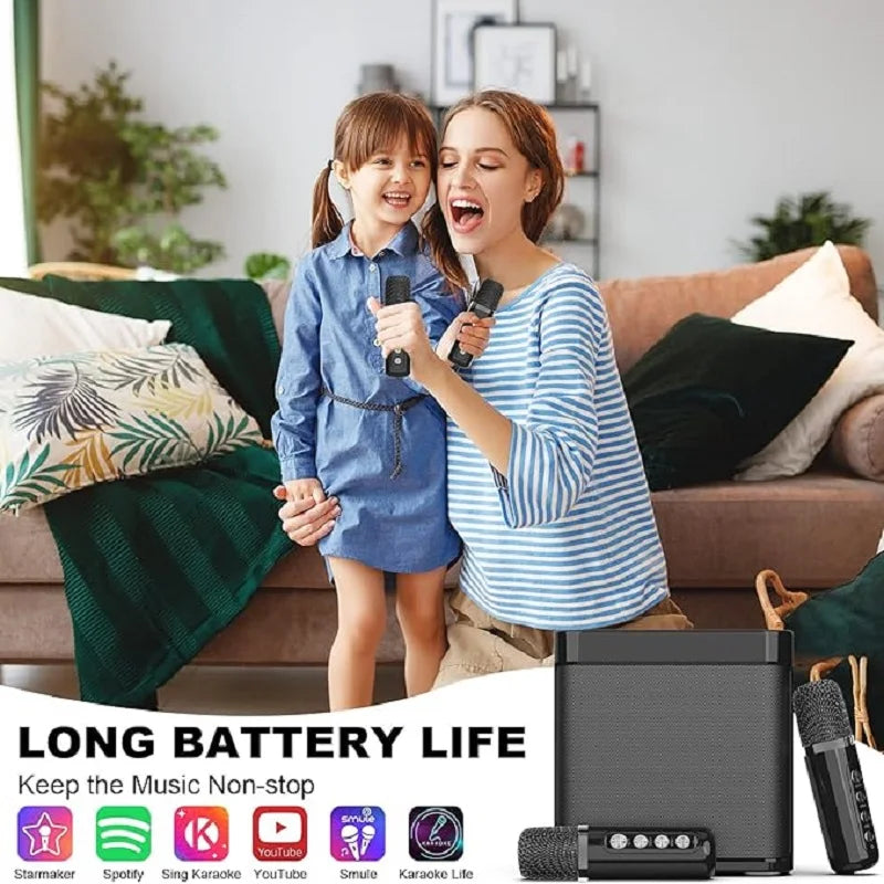 Enceinte Karaoké Bluetooth 20W – 2 Micros Sans Fil Inclus, Basse, 6h | Newmsnr