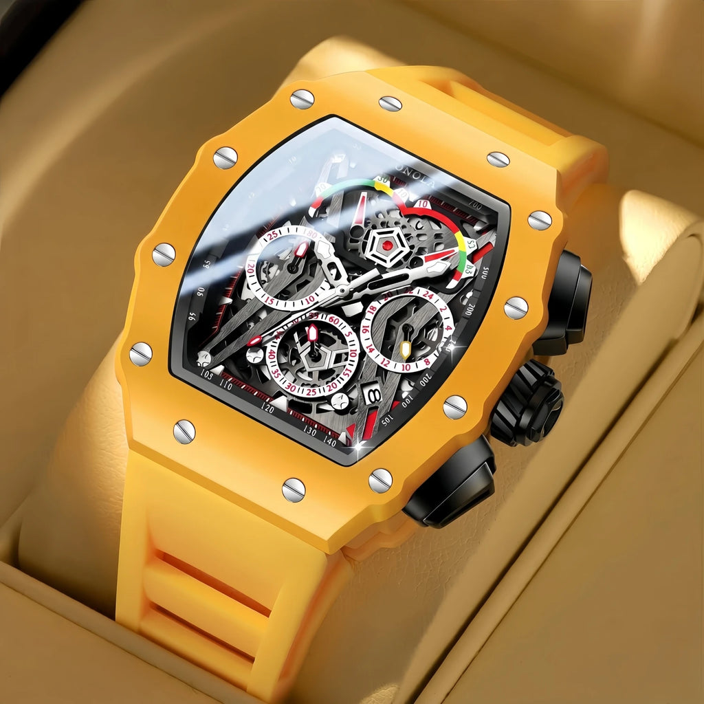 ONOLA ON6827CK Montre Homme Quartz Tonneau Bracelet Silicone Verre Hardlex Lumineux 3 ATM 4 Coloris – CLEVI Paris