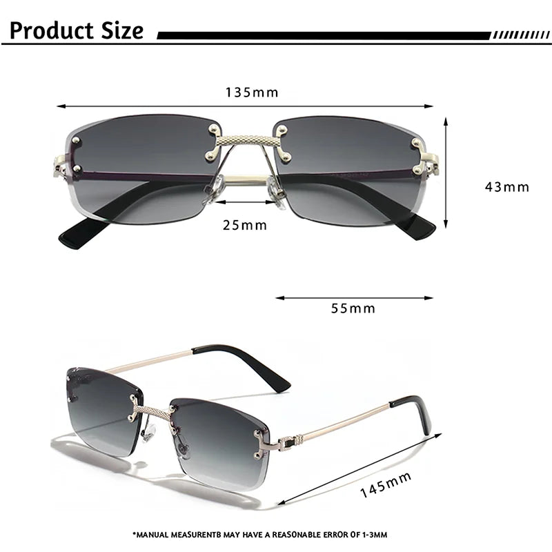 Lunettes de Soleil Carrées Sans Monture Femme HBK – Verres Dégradés UV400 – CLEVI Paris