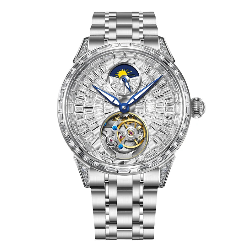 Montre Homme PINDU 6637 – Tourbillon Automatique Squelette, Verre Saphir, Acier Inoxydable, Étanche 3 ATM – CLEVI Paris