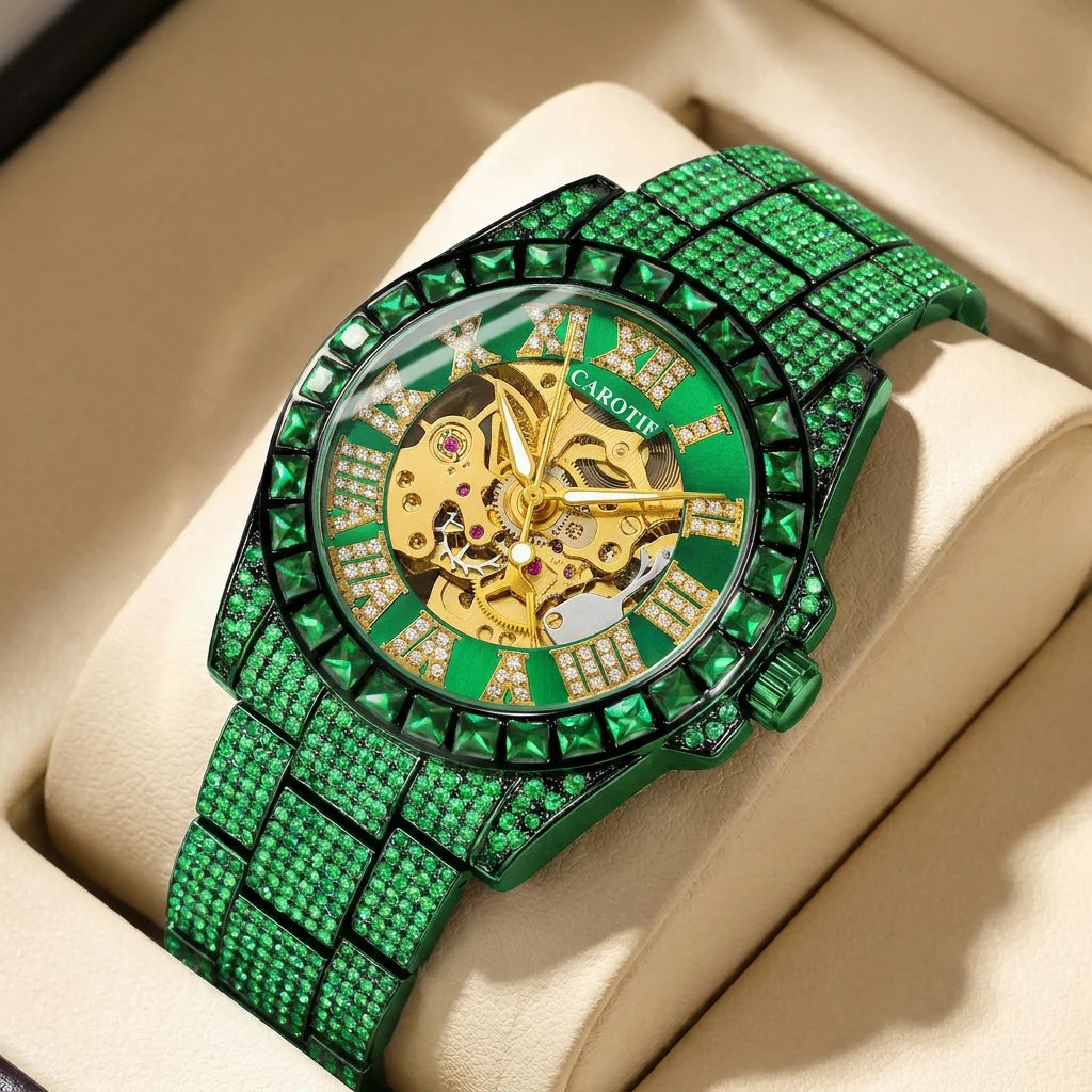 Montre Automatique Homme Tourbillon Vintage Chiffres Romains Silicone 40mm – CLEVI Paris