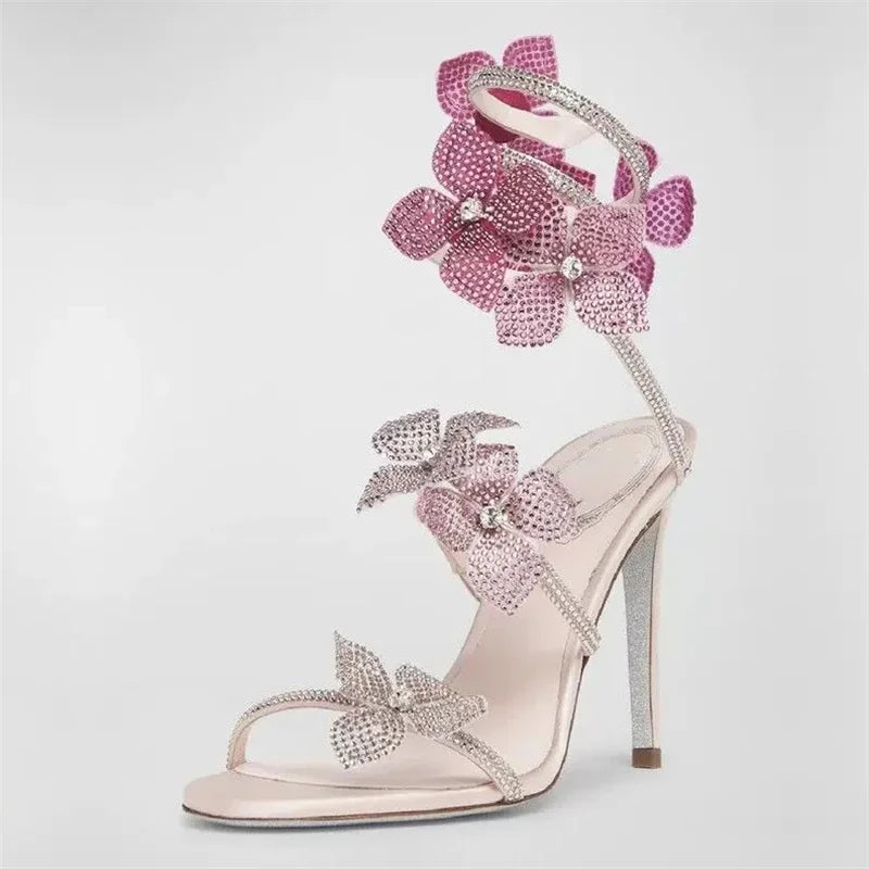 Escarpins Femme Talon Aiguille Cristal Bride Cheville Style Sexy – CLEVI Paris