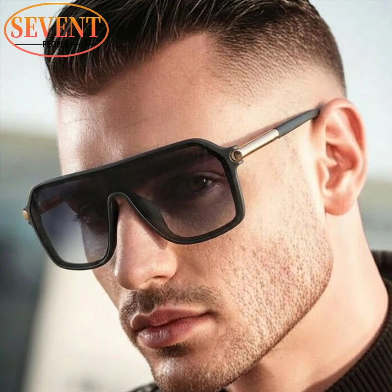 Lunettes de Soleil Monobloc Bouclier Oversize Homme – Monture Métal Style Vintage Outdoor UV400 – CLEVI Paris
