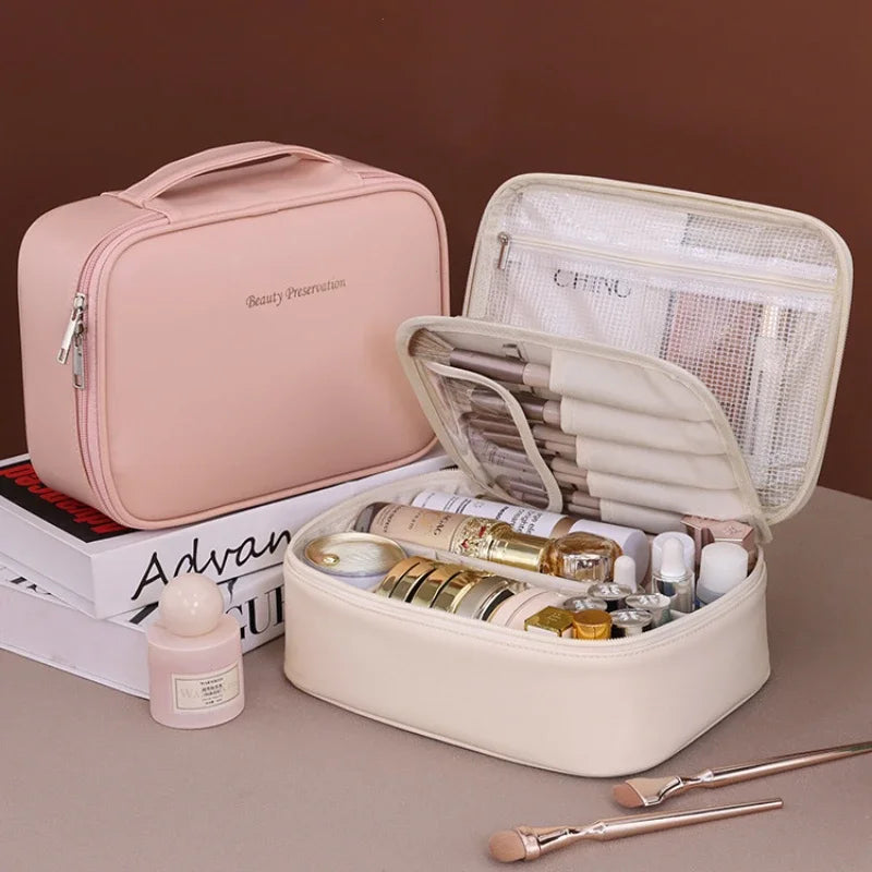 Trousse de Maquillage Femme Cuir PU Grande Capacité — Voyage & Quotidien, 4 Coloris | CLEVI Paris