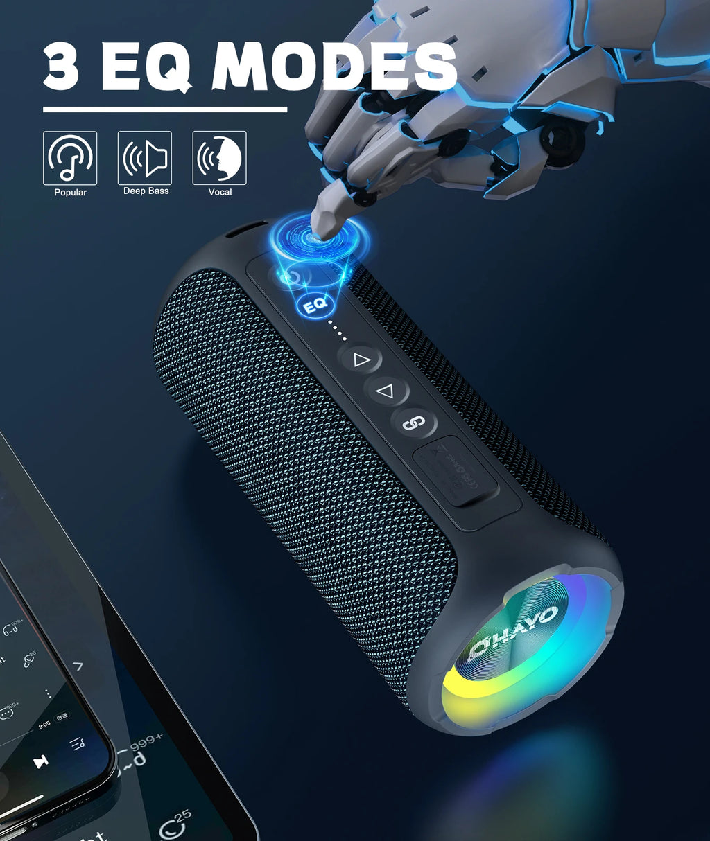 Enceinte Bluetooth 40W – IPX7, LED 7 Couleurs, TWS, 3 EQ, 6600mAh | Ortizan X8 Pro