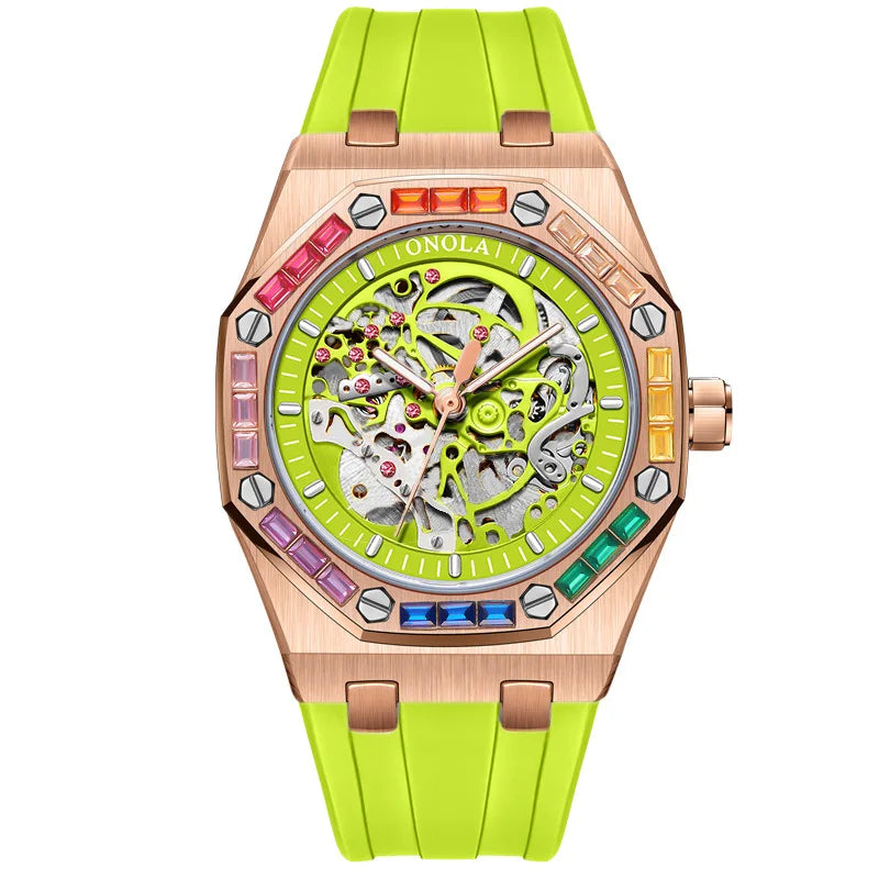 Montre Mécanique Automatique Homme PAULAREIS P 3834D – Squelette Lumineux Bracelet Silicone
