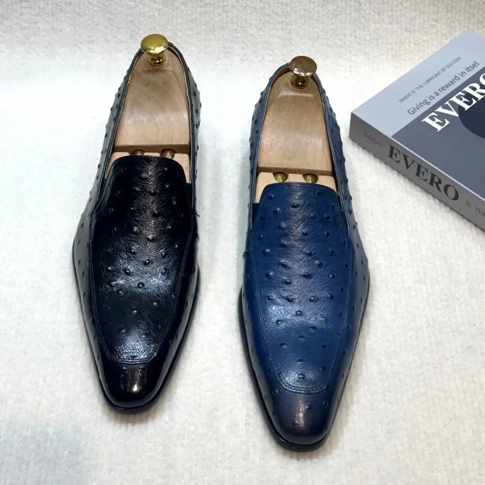 Mocassins Homme Cuir Véritable Bout Pointu Style Autruche Business & Casual – CLEVI Paris