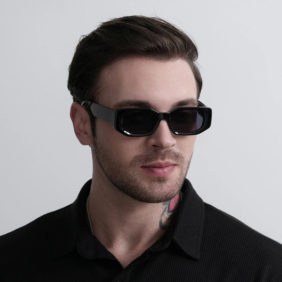 Lunettes de Soleil Rectangulaires Monture Épaisse Retro UV400 Unisexe – CLEVI Paris