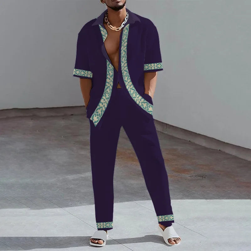 Ensemble 2 Pièces Homme Imprimé 3D Chemise & Pantalon Été – CLEVI Paris