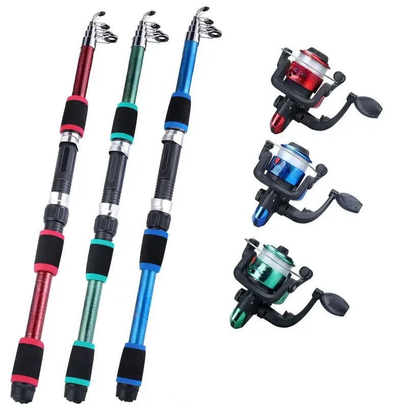 Kit de Pêche Complet Télescopique | Canne Fibre de Verre 1,8 m, Moulinet Spinning, Leurres & Accessoires – CLEVI Paris