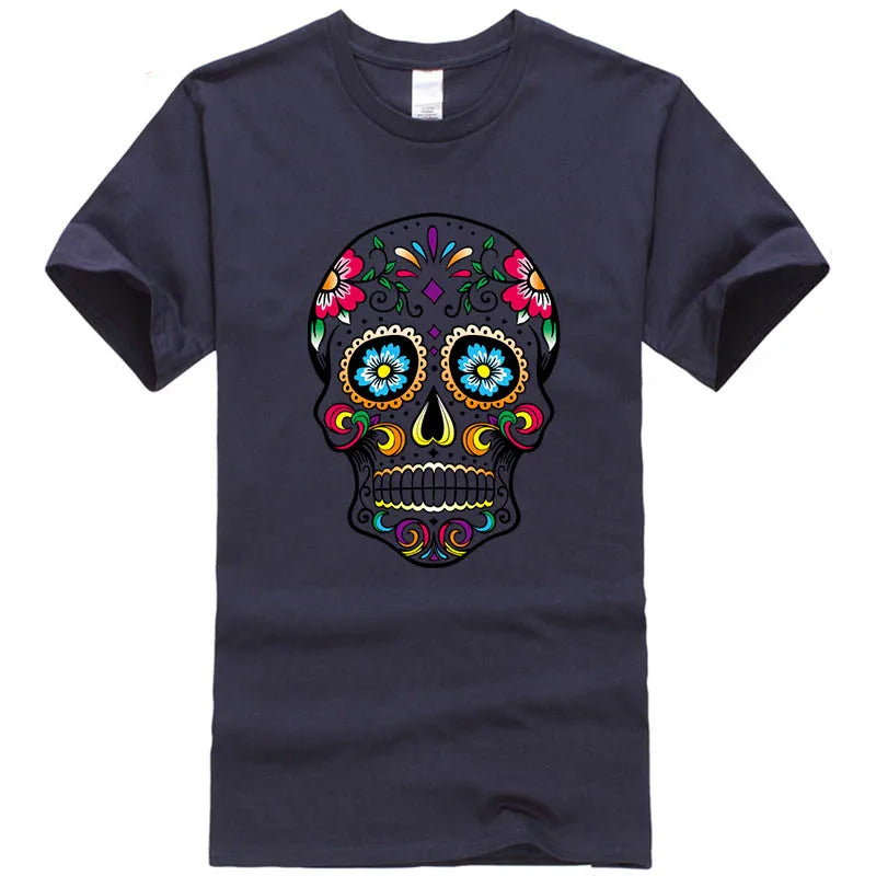 T-Shirt Homme Coton Streetwear Imprimé Tête de Mort Coupe Loose 10 Coloris – CLEVI Paris