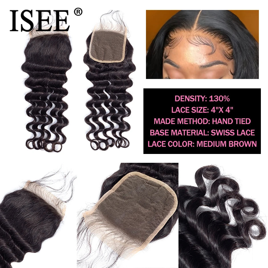 Bundles Loose Deep brésiliens avec closure 4x4 – CLEVI Paris