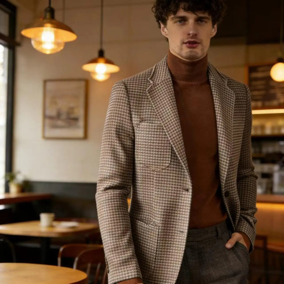 Blazer homme pied-de-poule en laine mélangée – CLEVI Paris