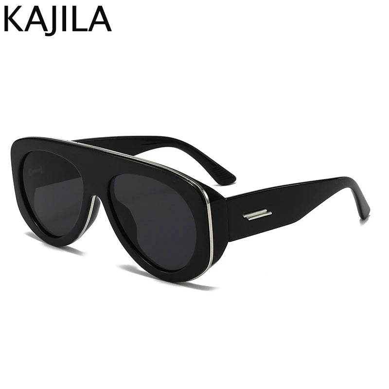 Lunettes de Soleil Oversize Ovales Pilot Y2K UV400 Dégradé Femme – CLEVI Paris