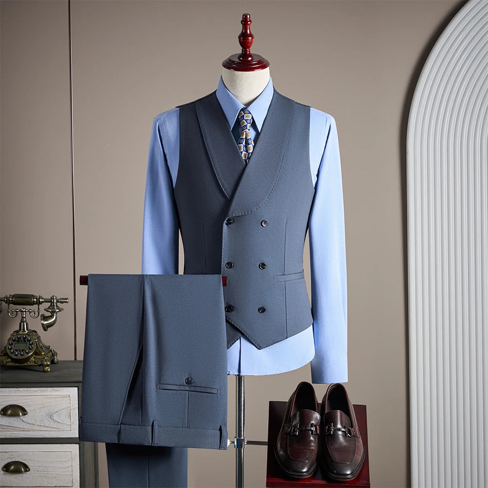 Costume 3 Pièces Homme Laine Coupe Slim Banquet Mariage – CLEVI Paris