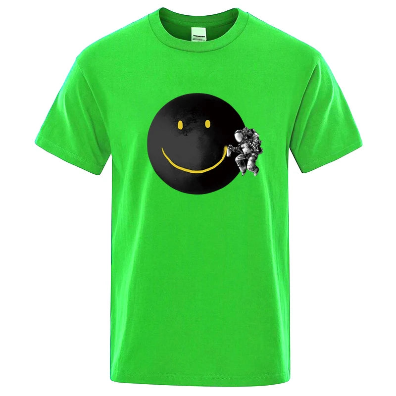 T-Shirt Homme Imprimé Astronaute – Coupe Loose, Col Rond, Manches Courtes