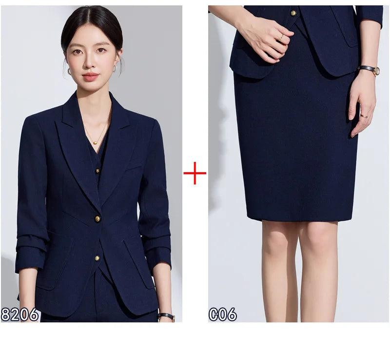Ensemble Tailleur Femme Professionnel Bureau Manches Longues 8 Coloris – CLEVI Paris