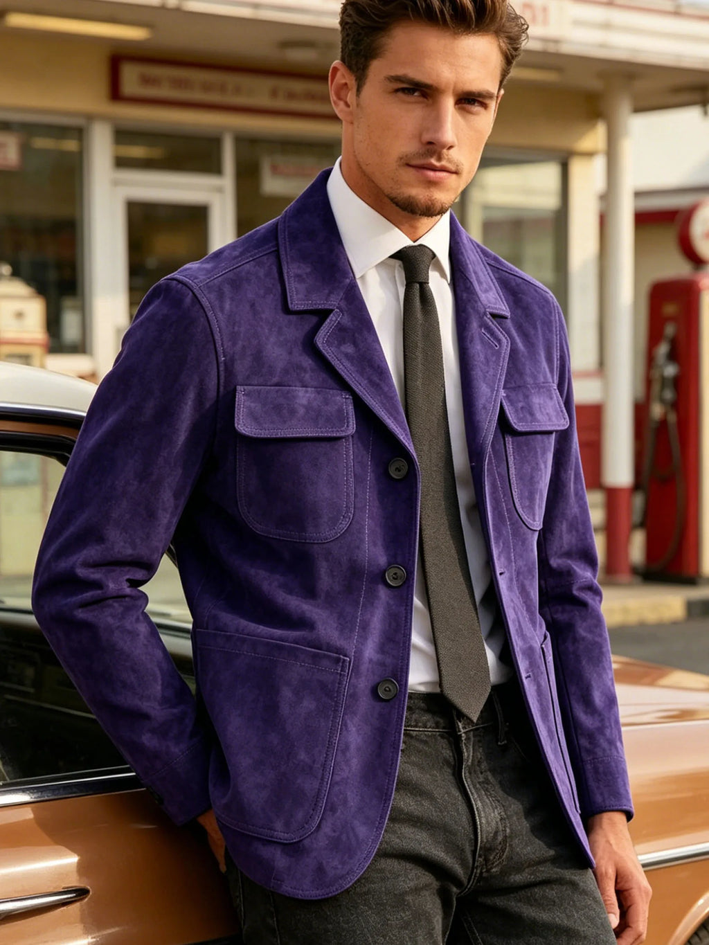 Veste Safari Suédine Homme – CLEVI Paris