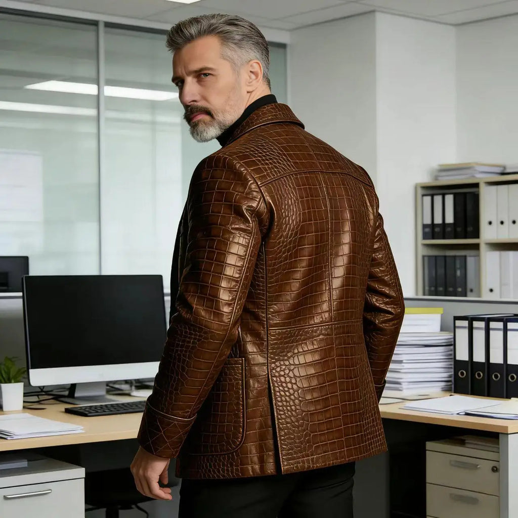 Blazer Homme Effet Croco Double Boutonnage – CLEVI Paris