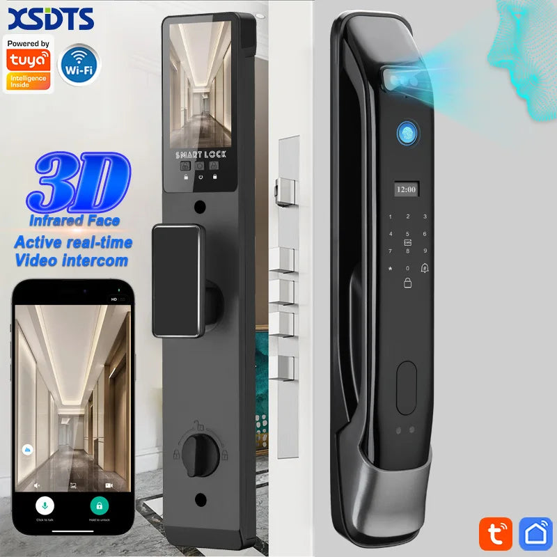 Serrure Connectée XSDTS DF03XF Reconnaissance Faciale 3D Intercom Caméra WiFi – CLEVI Paris