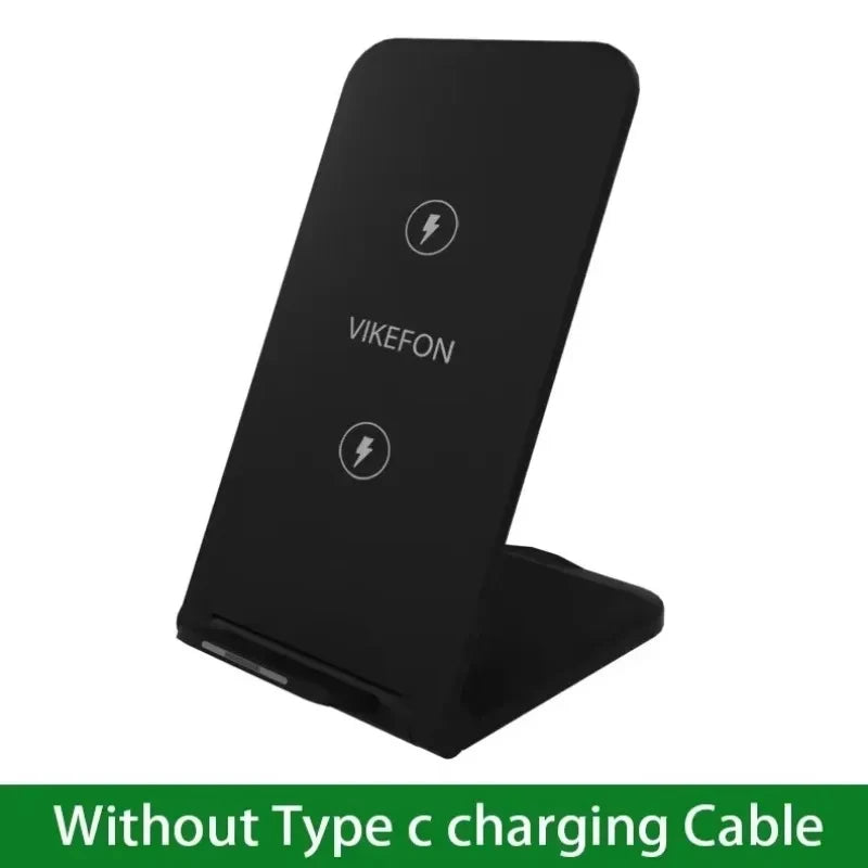 Chargeur Sans Fil Rapide 15W USB-C | Support Vertical & Horizontal, Compatible Qi, 2 Coloris – CLEVI Paris
